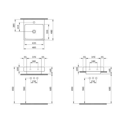 Bocchi Scala Tezgah Üstü Lavabo 48 cm Mat Antrasit 1076-020-0126 - 3