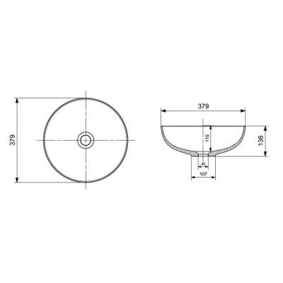 Bocchi Sottile Slim Line Çanak Lavabo 38 cm Mat Antrasit 1494-020-0125 - 2