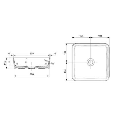 Bocchi Sottile Slim Line Çanak Lavabo 38 Cm Mat Beyaz 1477-002-0125 - 2