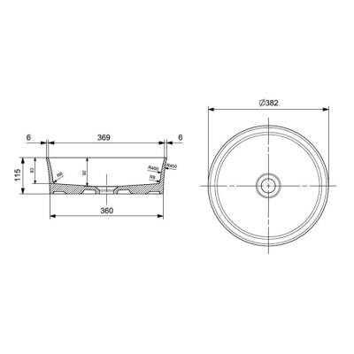 Bocchi Sottile Slim Line Çanak Lavabo 38 Cm Mat Gri 1478-006-0125 - 2