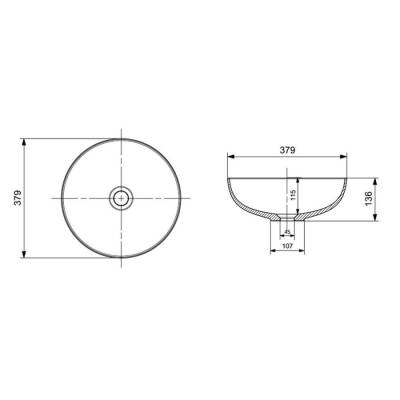 Bocchi Sottile Slim Line Çanak Lavabo 38 cm Mat Kaşmir 1494-011-0125 - 2