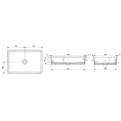 Bocchi Sottile Slim Line Çanak Lavabo 55 Cm Parlak Beyaz 1476-001-0125 - 3