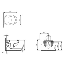 Bocchi Strata Asma Klozet Rimless Mat Beyaz Kapak Hariçtir 1412-002-0128 - 3