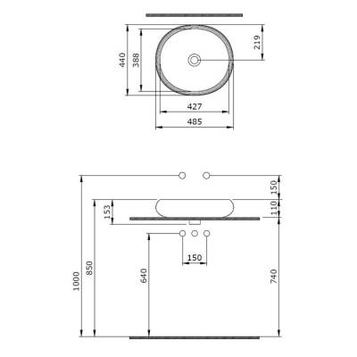 Bocchi Strata Çanak Lavabo 50 cm Mat Antrasit 1414-020-0125 - 2