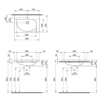 Bocchi Taormina Arch Etajerli Lavabo 65 cm Mat Beyaz 1009-002-0126 - 3