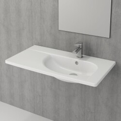 Bocchi Taormina Arch Etajerli Lavabo 86 cm Mat Beyaz 1020-002-0126 - 2