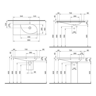 Bocchi Taormina Arch Etajerli Lavabo 86 cm Mat Yasemin 1020-007-0126 - 3