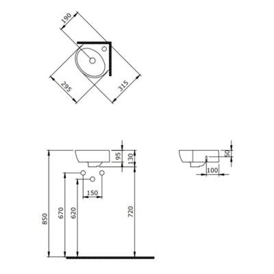 Bocchi Taormina Arch Köşe Lavabo 30 cm Mat Buz Mavi 1392-029-0126 - 2