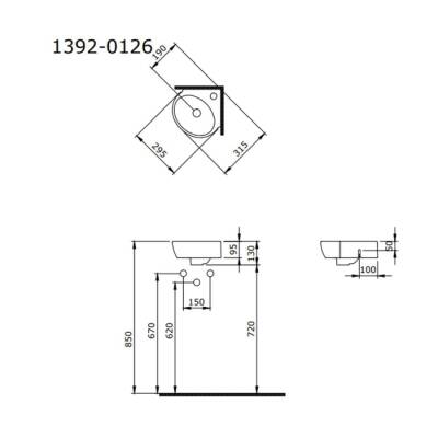 Bocchi Taormina Arch Köşe Lavabo 30 cm Parlak Beyaz 1392-001-0126 - 2