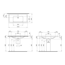 Bocchi Taormina Pro Etajerli Lavabo, 105 cm, Parlak Beyaz 1118-001-0126 - 2