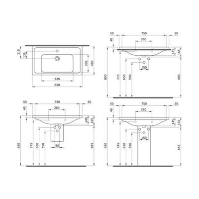 Bocchi Taormina Pro Etajerli Lavabo Parlak Beyaz 85 Cm 1008-001-0126 - 3