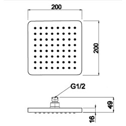 Bocchi Tepe Duşu Kare 20 cm Krom 5860 0001 - 2