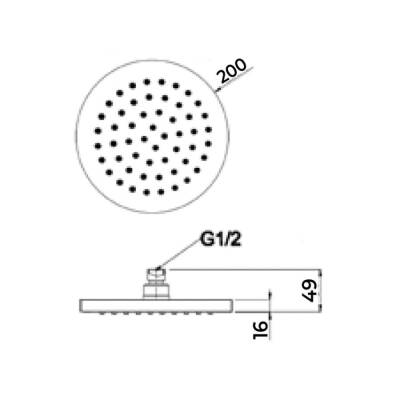 Bocchi Tepe Duşu Yuvarlak 20 cm Krom 5860 0002 - 2