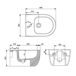 Bocchi V-Tondo Asma Bide Mat Siyah 1487-004-0120 - 2