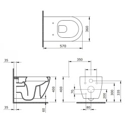 Bocchi Venezia Asma Klozet Rimless Kanalsız, Mat Antrasit, Kapak Hariç 1295-020-0128 - 2