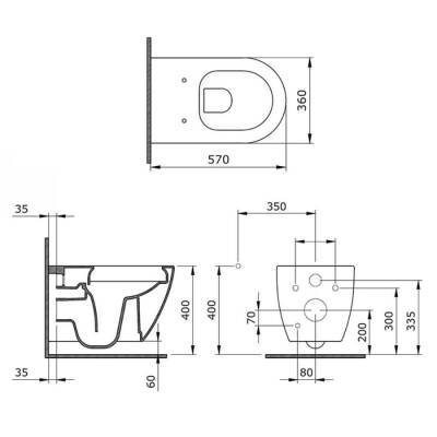 Bocchi Venezia Asma Klozet Rimless Kanalsız, Parlak Beyaz Kapak Hariç 1295-001-0128 - 2