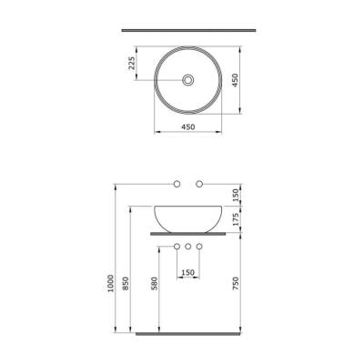 Bocchi Venezia Çanak Lavabo 45 cm Mat Yasemin 1119-007-0125 - 3