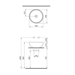 Bocchi Venezia Çanak Lavabo 45 cm Parlak Beyaz 1119-001-0125 - 1