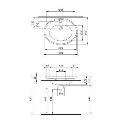 Bocchi Verona Lavabo Üç Armatür Delikli 70 cm Parlak Beyaz 1047-061-0127 - 4