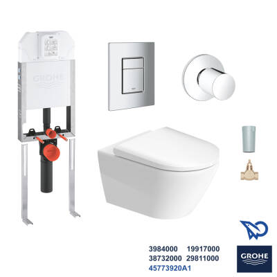 D-Neo Rimless® Hygiene Glaze Asma Klozet Grohe Uniset Gömme Rezervuar Seti - 1