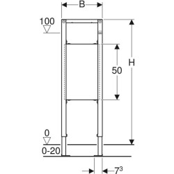 Destek ve tutma kolları için Geberit Duofix elemanı, 112 cm, engelsiz: B=36.5cm, H=112cm, T=4cm - 3