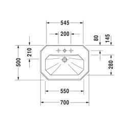 Duravit 1930 Seri Lavabo 70 cm Tek Delikli Beyaz 0438700000 - 2