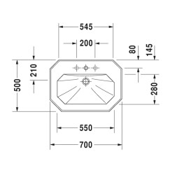 Duravit 1930 Seri Lavabo 70 cm Üç Delikli Beyaz 0438700030 - 2