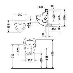 Duravit Bill Pisuvar Gizli Su Girişli 0851350000 - 2