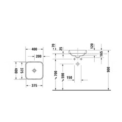 Duravit Happy D.2 Plus Tezgah Üstü Lavabo 40 cm Beyaz-Mat Antrasit 2359406100 - 3