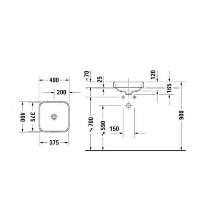 Duravit Happy D.2 Tezgahüstü Lavabo 40 cm Antrasit Mat - 3