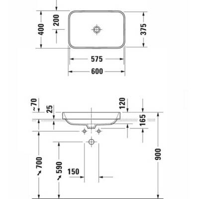 Duravit Happy D.2 Tezgahüstü Lavabo 60x40 cm Antrasit-Beyaz - 2