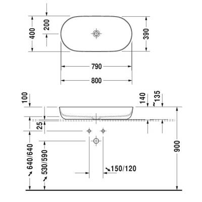 Duravit Luv Çanak Lavabo 80 cm Beyaz-Gri 0379802300 - 2