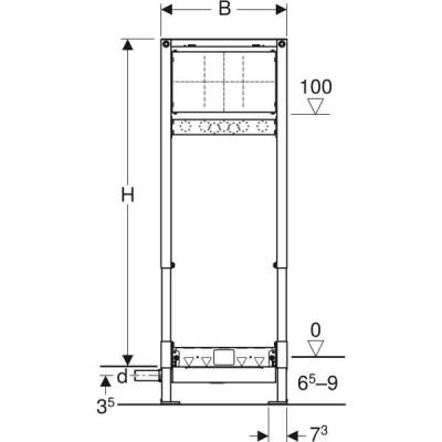 Duş için Geberit Duofix elemanı, 130 cm, duvar süzgeci ile, sıva altı ankastre batarya, girişte 65–90 mm şap yüksekliği için - 4