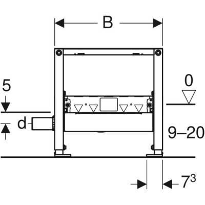 Duş için Geberit Duofix elemanı, 50 cm, duvar süzgeci ile, girişte 90–200 mm şap yüksekliği için - 4