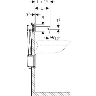 Geberit Brenta lavabo bataryası, ankastre, pilli, sıva altı fonksiyon kutusu ile: Parlak krom, L=17cm, Mikser=Mikserli - 3