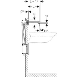 Geberit Brenta lavabo bataryası, ankastre, pilli, sıva altı fonksiyon kutusu ile: Parlak krom, L=22cm, Mikser=Miksersiz - 3