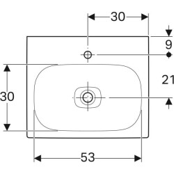 Geberit Citterio lavabo: B=60cm, T=50cm, Batarya deliği=Orta, Taşma deliği=Yok, Beyaz / KeraTect - 3