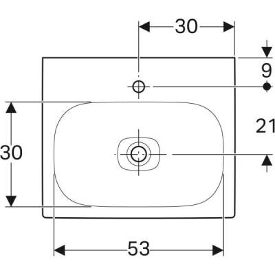 Geberit Citterio lavabo: B=60cm, T=50cm, Batarya deliği=Orta, Taşma deliği=Yok, Beyaz / KeraTect - 3