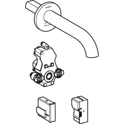 Geberit lavabo bataryası Piave, ankastre, elektrikli, sıva altı fonksiyon kutusu için: Parlak krom, L=17cm, Mikser=Mikserli - 2