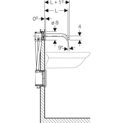 Geberit lavabo bataryası Piave, ankastre, elektrikli, sıva altı fonksiyon kutusu için: Parlak krom, L=17cm, Mikser=Miksersiz - 3