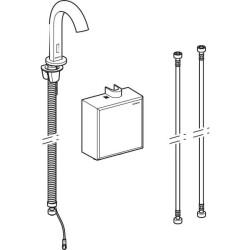 Geberit lavabo bataryası Piave, tezgah üstü, jeneratörlü, sıva üstü fonksiyon kutusu ile: Parlak krom, Mikser=Miksersiz - 2