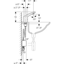 Geberit lavabo bataryası Tip 185, jeneratörlü: Parlak krom, Mikser=Tezgah altı mikserli - 4