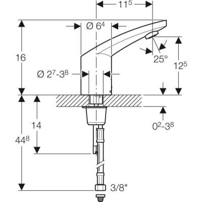 Geberit lavabo bataryası Type 185, pilli: Parlak krom, Mikser=Mikserli - 3