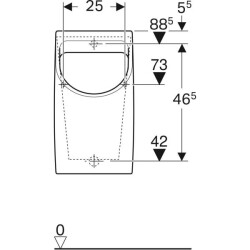 Geberit Smyle arkadan girişli pisuvar, arkadan çıkışlı: T=30cm, Çıkış=Arkaya, Giriş=Arka, Beyaz - 4