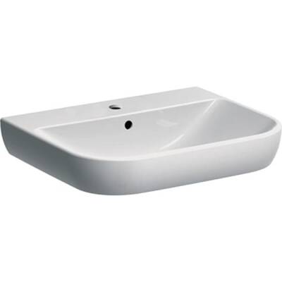 Geberit Smyle lavabo: B=60cm, T=48cm, Batarya deliği=Orta, Taşma deliği=Görünür, Beyaz - 1