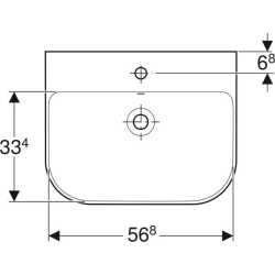 Geberit Smyle lavabo: B=60cm, T=48cm, Batarya deliği=Orta, Taşma deliği=Görünür, Beyaz - 3