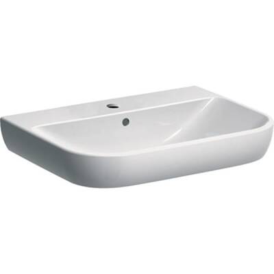 Geberit Smyle lavabo: B=65cm, T=48cm, Batarya deliği=Orta, Taşma deliği=Görünür, Beyaz - 1