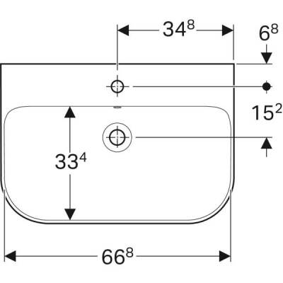 Geberit Smyle lavabo: B=70cm, T=48cm, Batarya deliği=Orta, Taşma deliği=Görünür, Beyaz - 3