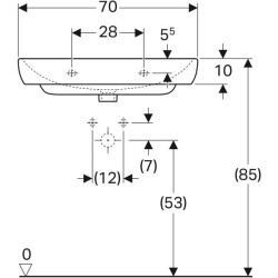 Geberit Smyle lavabo: B=70cm, T=48cm, Batarya deliği=Orta, Taşma deliği=Görünür, Beyaz - 4