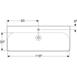 Geberit Smyle Square lavabo: B=120cm, T=48cm, Batarya deliği=Orta, Taşma deliği=Görünür, Beyaz - 3